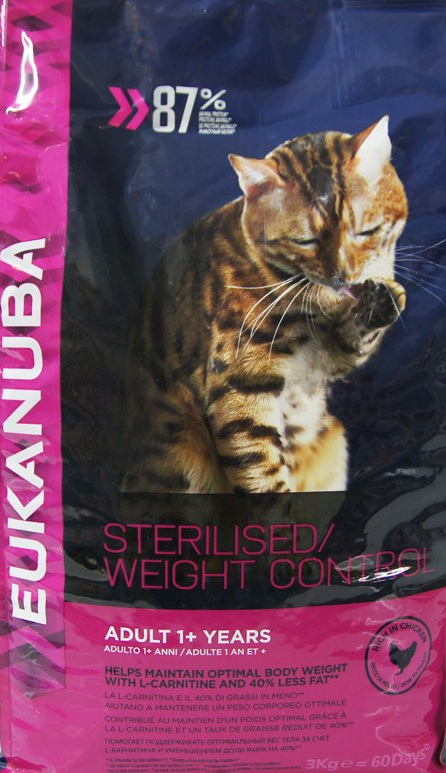 EUKANUBA Adult Cat Overweight / Sterilised Chicken сухой для взрослых кошек с лишним весом и Стерилизованных кошек