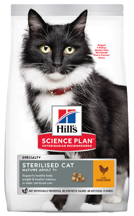 HILLS Science Plan Mature Sterilised Cat 7+ Senior  Chicken сухой для Стерилизованных кошек старше 7 лет КУРИЦА 