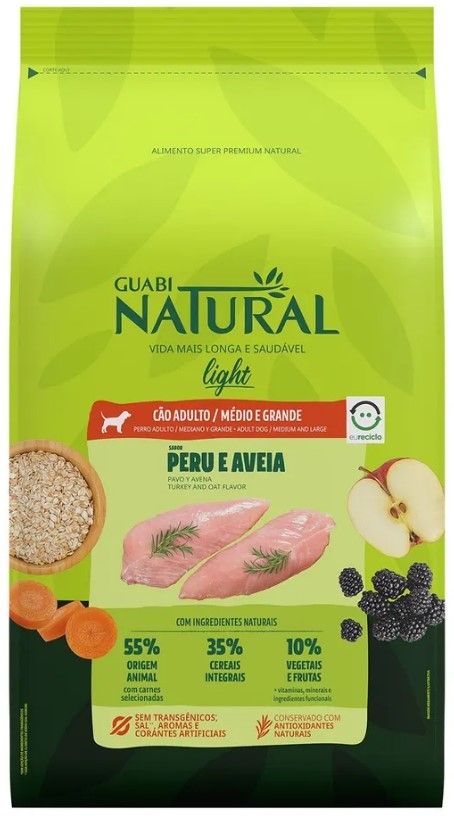 GUABI NATURAL Adulto LIGHT Medio / Grande Peru/Aveia (Adult Light Medium / Giant  Turkey/Oats)              / 