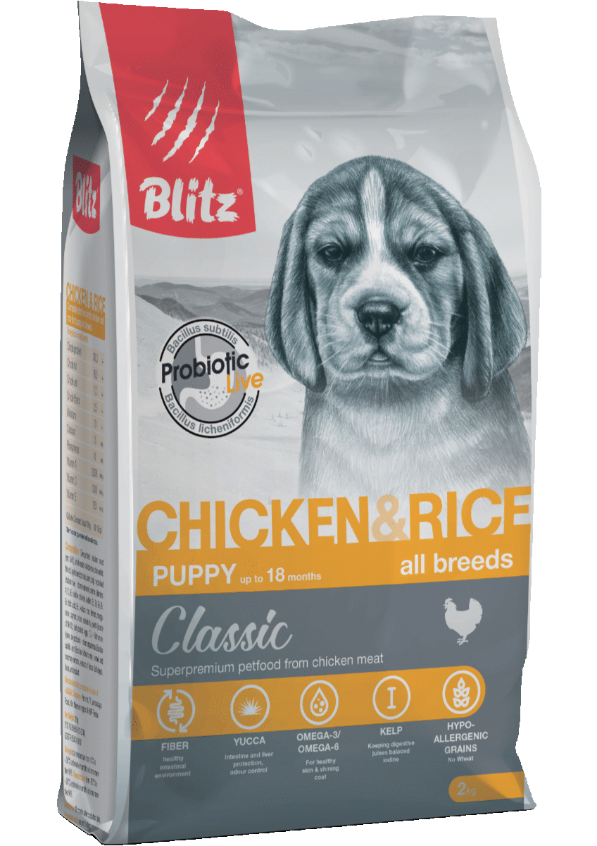 BLITZ Classic Puppy All Breeds Chicken / Rice сухой для Щенков всех пород КУРИЦА / РИС