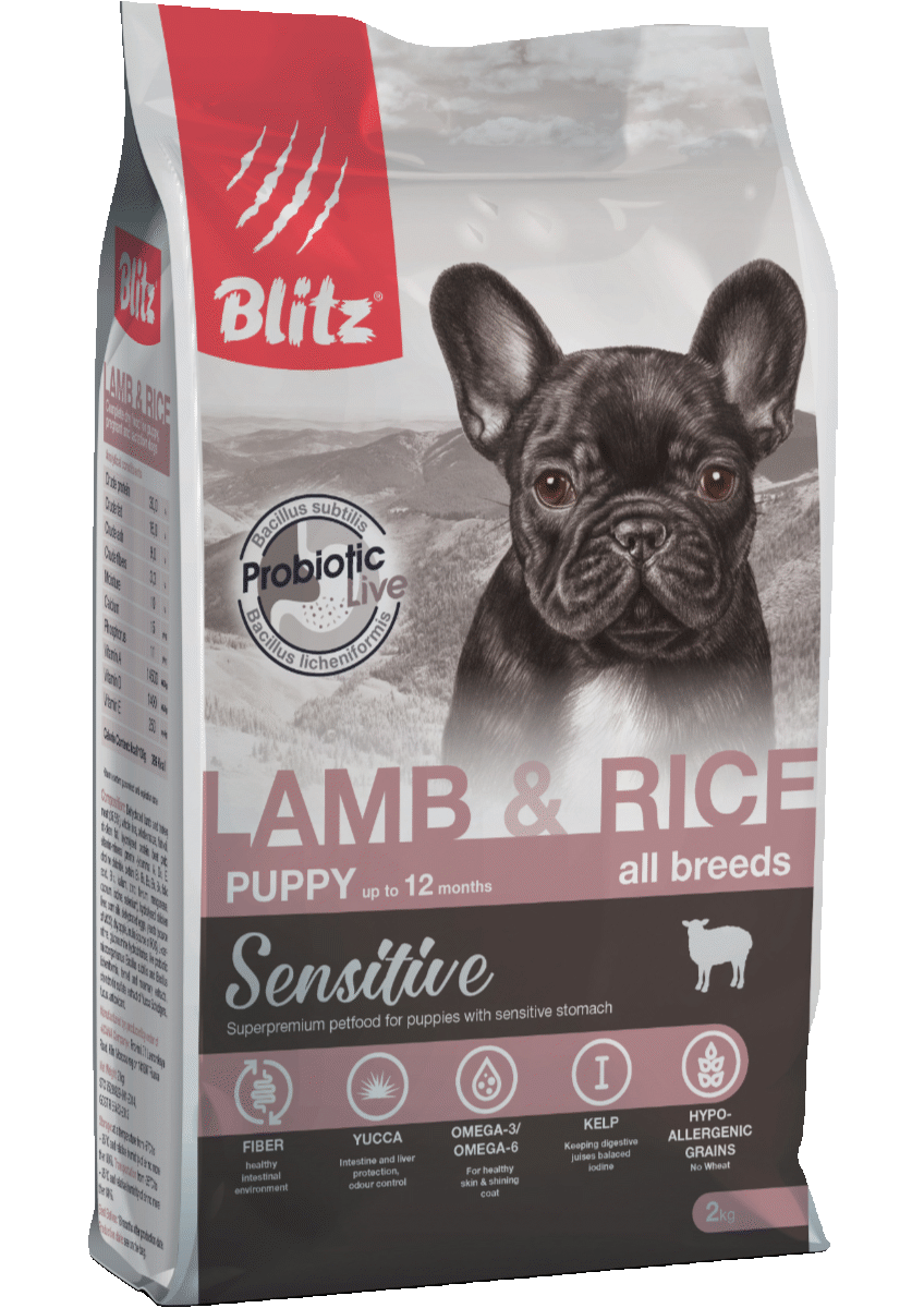 BLITZ Sensitive Puppy Lamb / Rice All Breeds сухой для Щенков с чувствительным пищеварением, страдающих пищевыми аллергиями ЯГНЕНОК / РИС