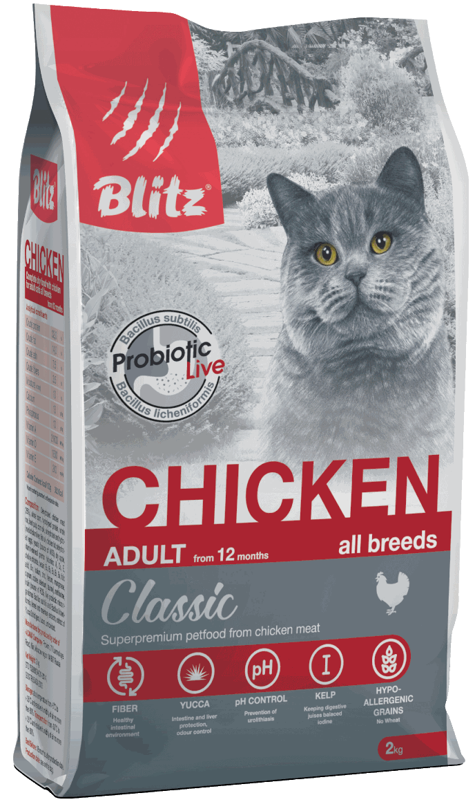 BLITZ Classic Adult Cat Chicken сухой для взрослых кошек КУРИЦА 