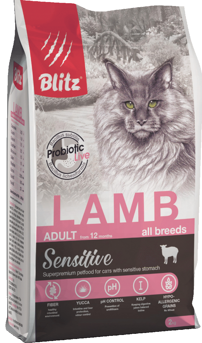 BLITZ Sensitive Cat Lamb сухой для чувствительных  взрослых кошек ЯГНЕНОК 