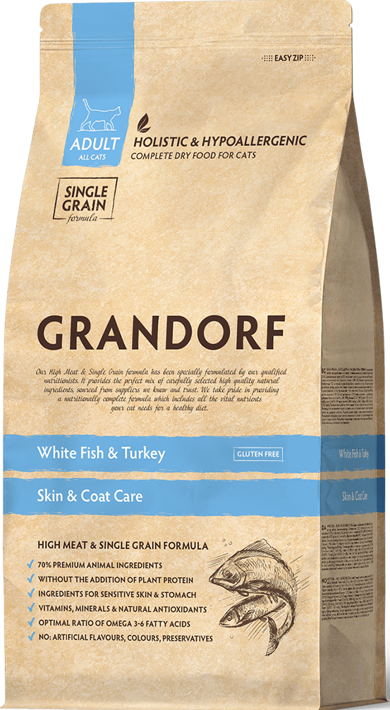 GRANDORF Holistic Skin/Coat Adult Cat WHITE FISH / TURKEY       c       / 