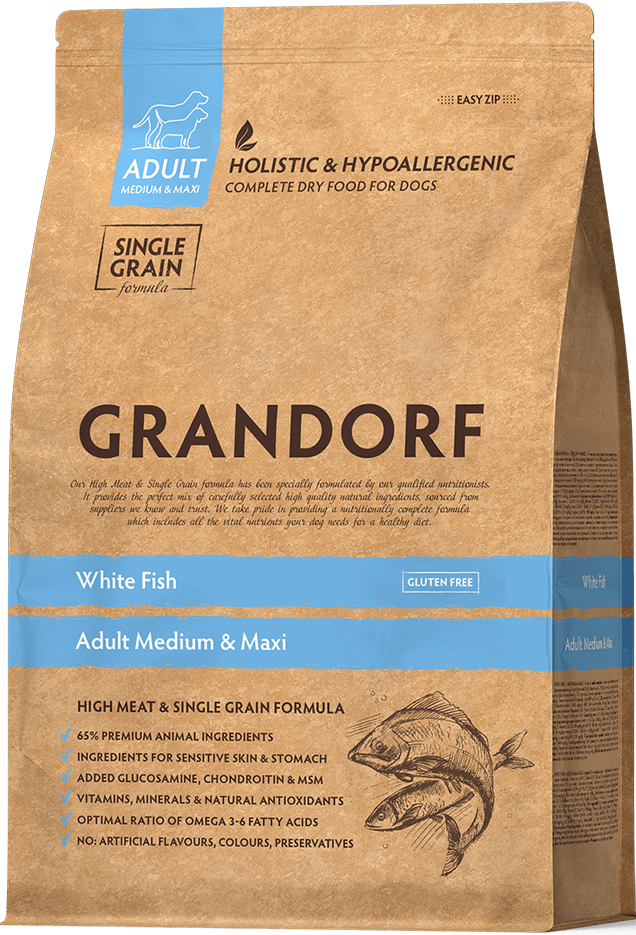 GRANDORF Adult Dog MEDIUM & Maxi White Fish       /    