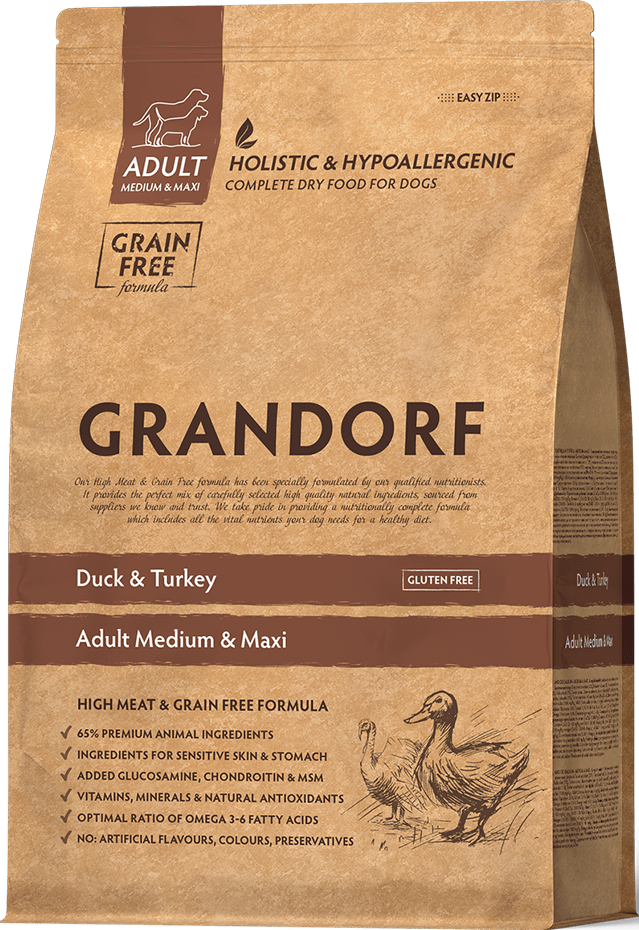 GRANDORF Adult Dog MEDIUM & Maxi Duck / Turkey Grain Free       /     