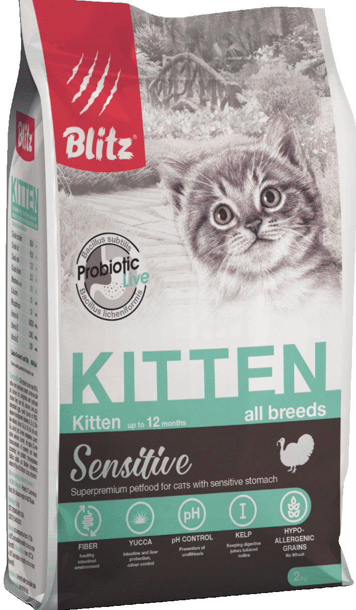 BLITZ Sensitive Kitten Chicken сухой для Котят, беременных и кормящих кошек 