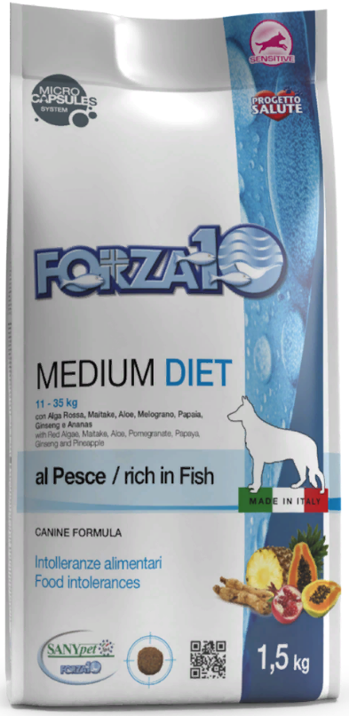 FORZA10 Diet Adult MEDIUM Fish (Pesce) сухой низкозерновой гипоаллергенный  корм для взрослых собак Средних пород РЫБА