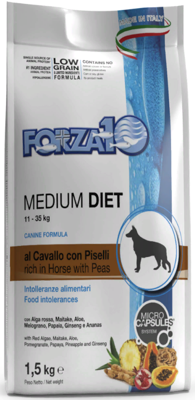 FORZA10 Diet Adult Low Grain Horse / Peas (Cavallo/Piselli) 26/14 сухой низкозерновой гипоаллергенный корм для взрослых собак КОНИНА / ГОРОХ