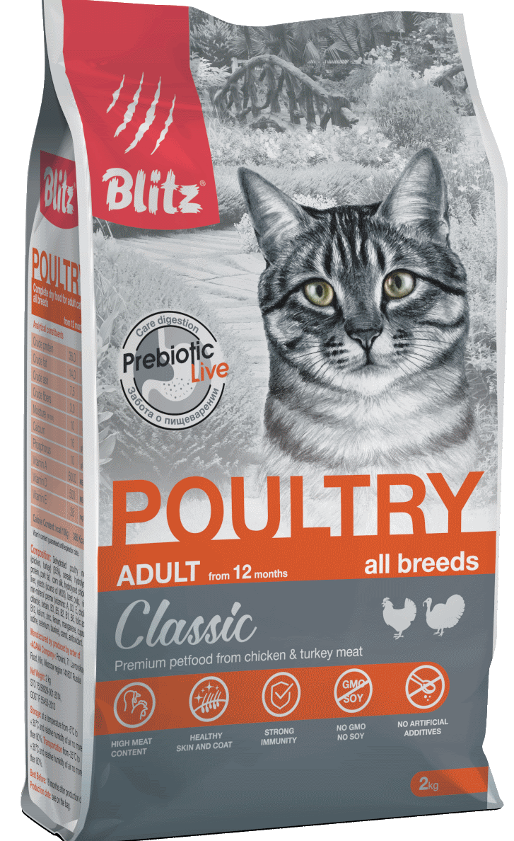 BLITZ Classic Adult Cat Poultry сухой для взрослых кошек ДОМАШНЯЯ ПТИЦА