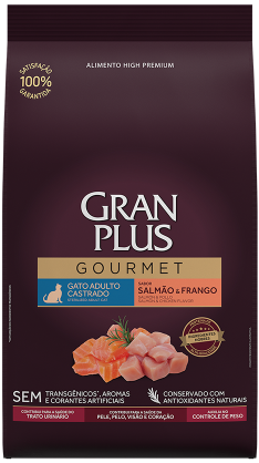 GUABI GRANPLUS Gourmet Gato CASTRADO Salmao/Frango (Castrated Cat Salmon/Chicken)             