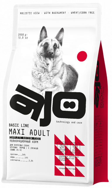 AJO Adult Maxi Dog сухой корм с гречкой для взрослых собак Крупных пород 