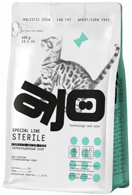 AJO Cat Sterile Active Сухой корм для стерилизованных кошек с высоким содержанием белка