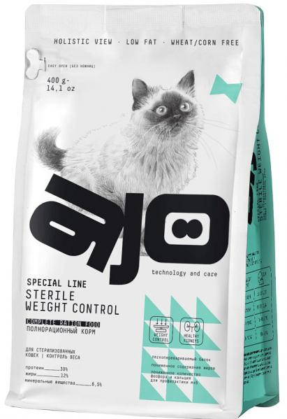 AJO Cat Sterile Weight Control Сухой корм для стерилизованных кошек контроль веса