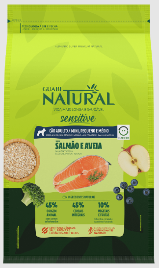 GUABI NATURAL Sensitive Mini/Medio Salmao/Aveia (Adult Mini Medium Salmon/Oat)               