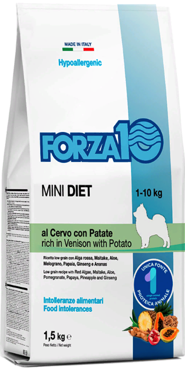 FORZA10 Diet Adult MINI Venison / Potato (Cervo/Patate) 27/13 сухой низкозерновой гипоаллергенный корм для взрослых собак Мелких пород ОЛЕНИНА / КАРТОФЕЛЬ