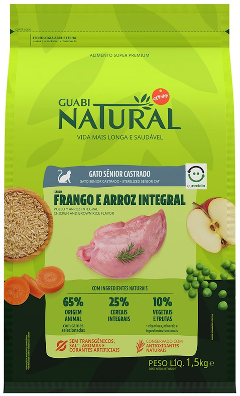 GUABI NATURAL Gato Senior CASTRADO Frango/Arroz (Neutered Senior Cat Chicken/Rice )        7    