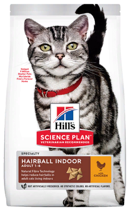 HILLS Science Plan Adult Indoor Cat Hairball Chicken сухой для взрослых кошек живущих в помещении / Выведение Шерсти КУРИЦА 
